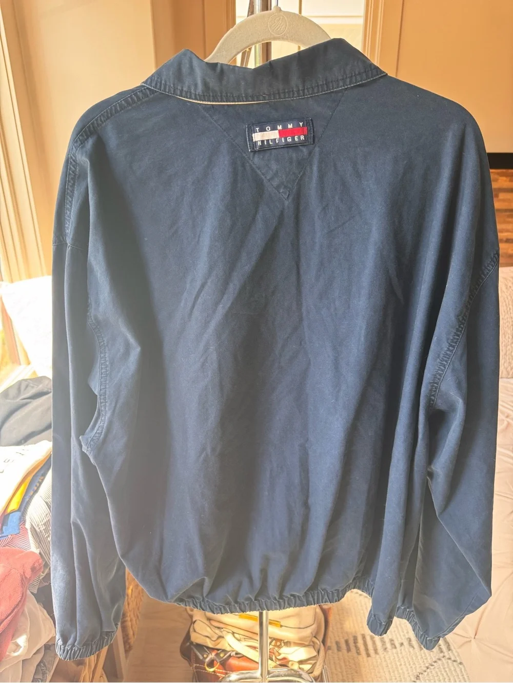 🔥 Vintage 90s Y2K Tommy Hilfiger Navy Lion Crest Zip Harrington Jacket Men’s XL
